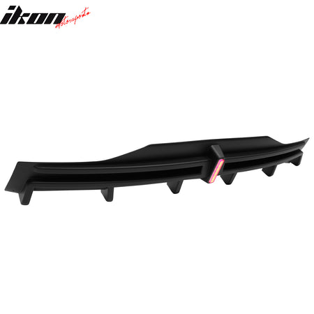 Fits 16-21 Tesla Model X LED Rear Bumper Diffuser Lip W/ 6-Fin PP Matte Black