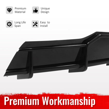 Fits 22-26 Tesla Model X IKON Style Rear Bumper Lip Diffuser W/LED Gloss Black