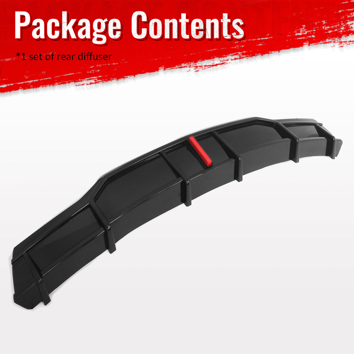 Fits 22-26 Tesla Model X IKON Style Rear Bumper Lip Diffuser W/LED Gloss Black