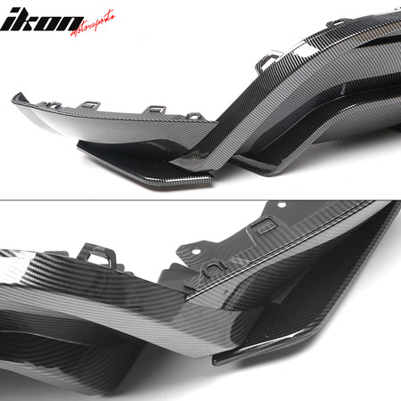 IKON MOTORSPORTS, Rear Diffuser Compatible With 2020-2023 Tesla Model Y, IKON Style PP Rear Bumper Lip Shark Fin Splitter 3PC, 2021