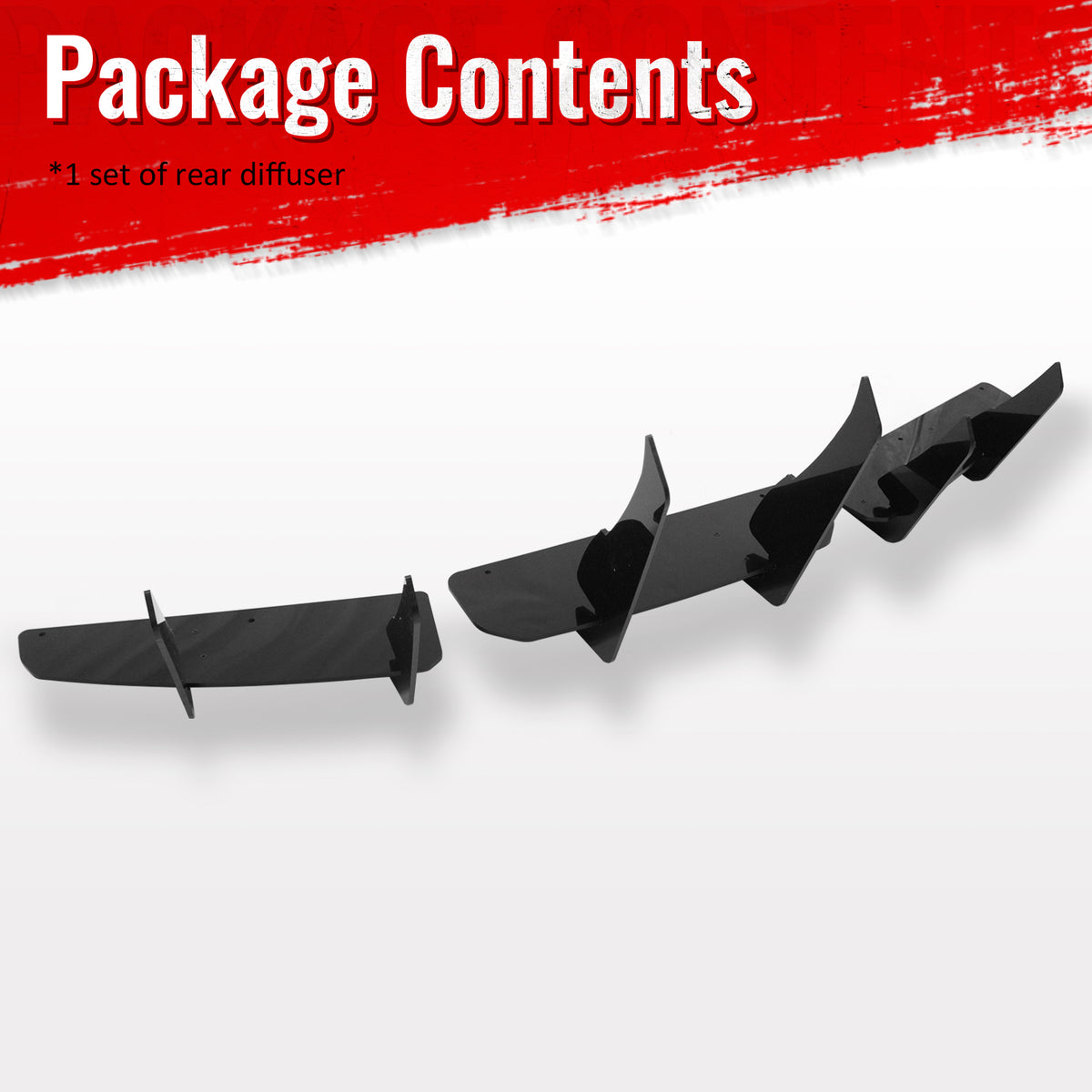 Fits 20-25 Tesla Model Y IKON Rear Bumper Lip Diffuser Shark Fin Gloss Black 3PC