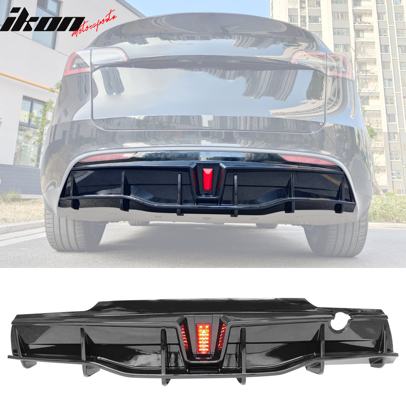 IKON MOTORSPORTS, Rear Diffuser Compatible With 2020-2023 Tesla Model Y  Sport 4-Door, IKON Style PP Bumper Lip With Lamp – Ikon Motorsports