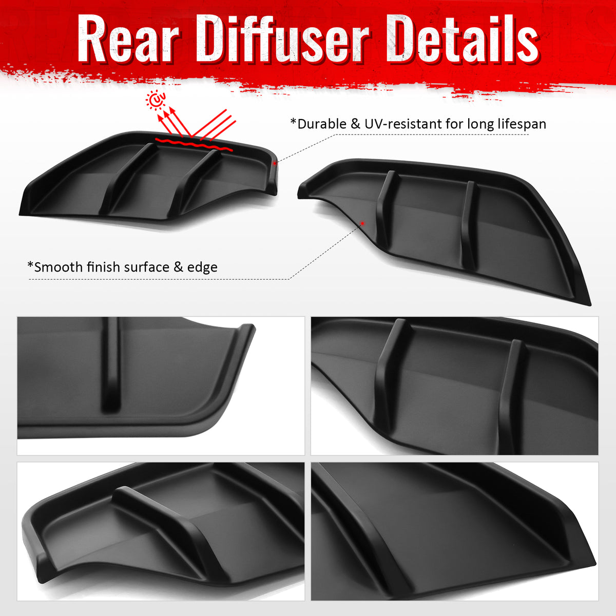 Fits 25-26 Tesla Model Y Juniper Rear Bumper Side Apron Matte Black Diffuser Cap
