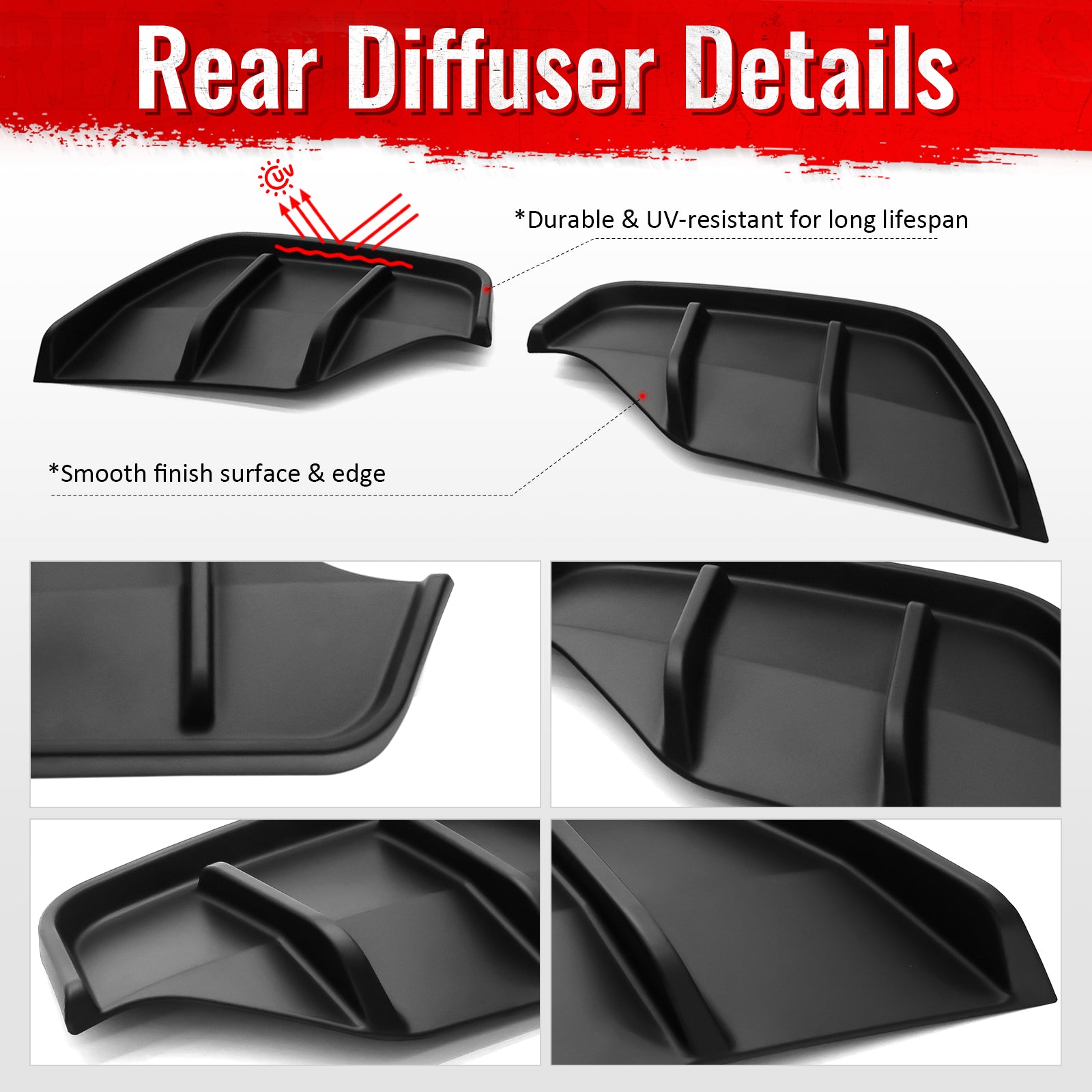 Fits 25-26 Tesla Model Y Juniper Rear Bumper Side Apron Matte Black Diffuser Cap