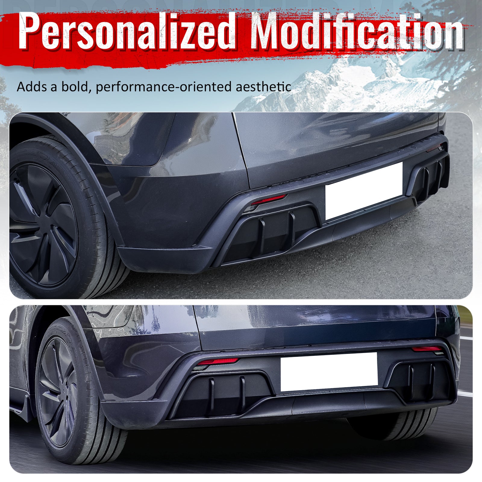 Fits 25-26 Tesla Model Y Juniper Rear Bumper Side Apron Matte Black Diffuser Cap