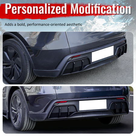 Fits 25-26 Tesla Model Y Juniper Rear Bumper Side Apron Matte Black Diffuser Cap