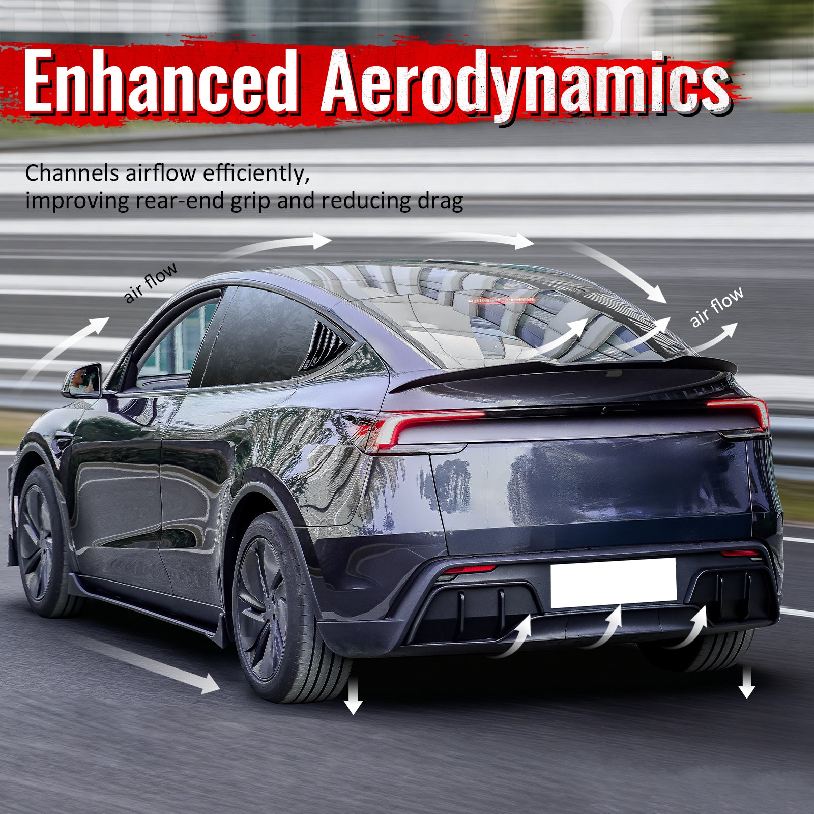 Fits 25-26 Tesla Model Y Juniper Rear Bumper Side Apron Matte Black Diffuser Cap