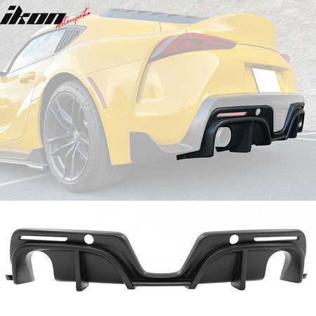 IKON MOTORSPORTS, Rear Diffuser Compatible With 2020-2023 Toyota GR Supra A90, Rear Bumper Lip Splitter Diffuser Valance Bodykit Replacement IKON Style PP Polypropylene, 2021 2022