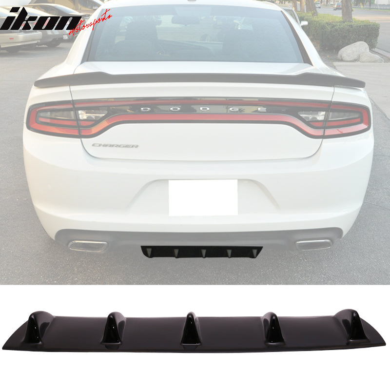 2015-2024 Dodge Charger 5 Fins Gloss Black Rear Bumper Diffuser ABS