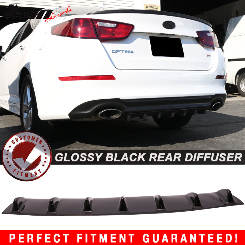 Kia Optima V1 Style 7 Fins Gloss Black Rear Bumper Diffuser ABS