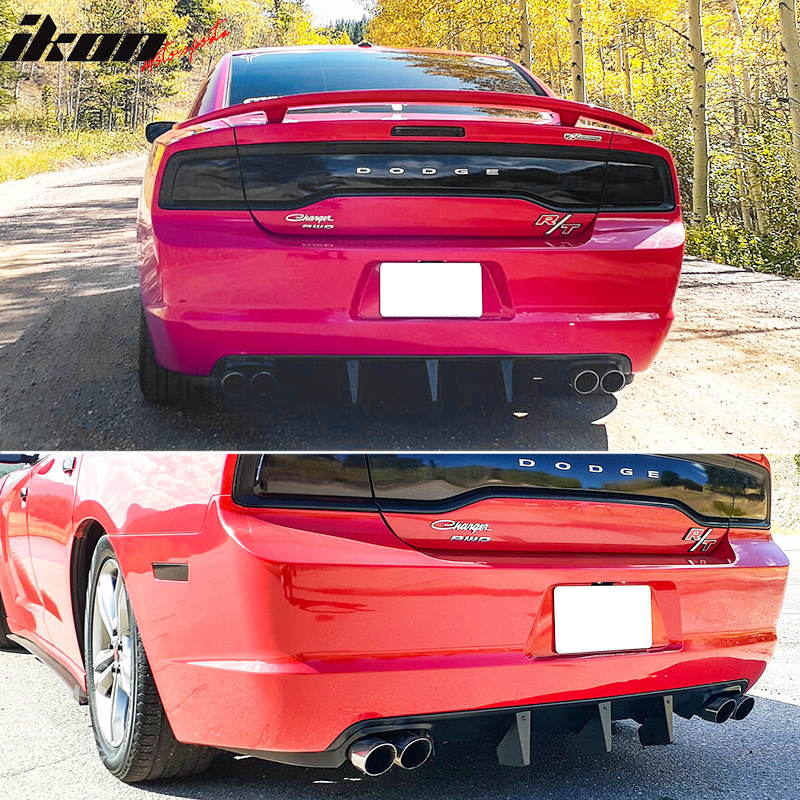 Rear Diffuser Fins Universal Fitment, Unpainted Black ABS Plastic Splitter Spoiler Valance Under Lip Body kit by IKON MOTORSPORTS