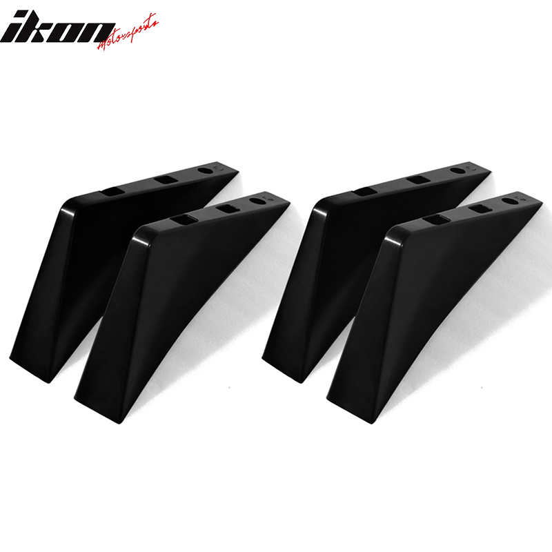 Universal 4PCS Rear Bumper Lip Lower Diffuser Shark Fins Unpainted Black ABS