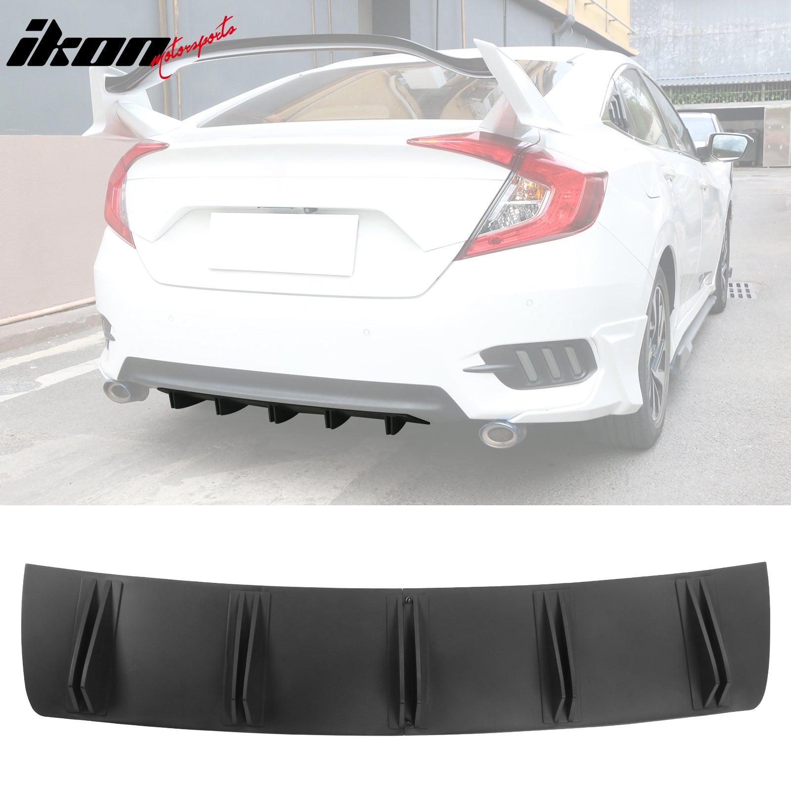 IKON MOTORSPORTS Rear Bumper Diffuser Fin, Universal Fit 2PCS Design 33 ...