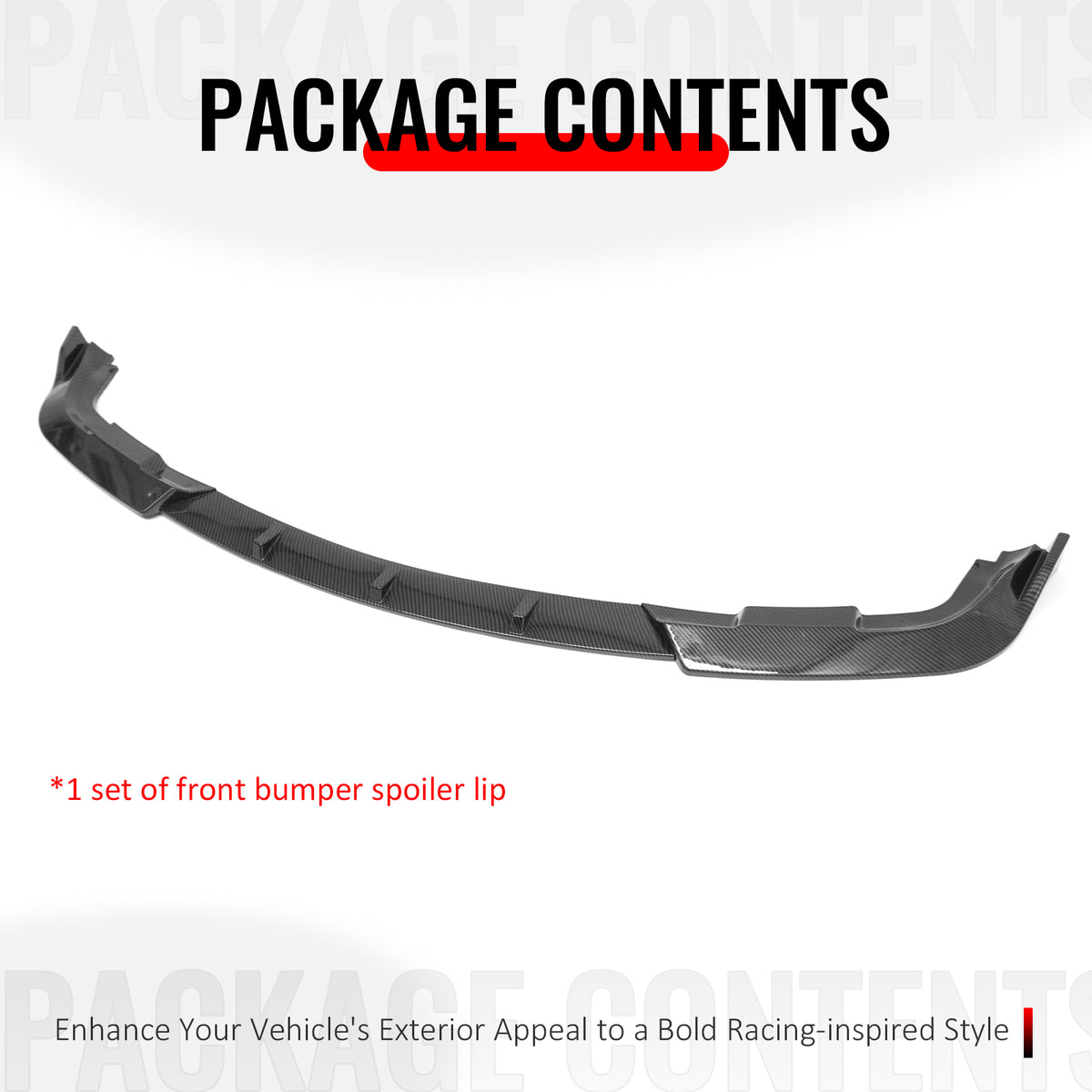 Fits 05-10 Chrysler 300 C IKON Style Front Bumper Lip PP Carbon Fiber Print 3PCS