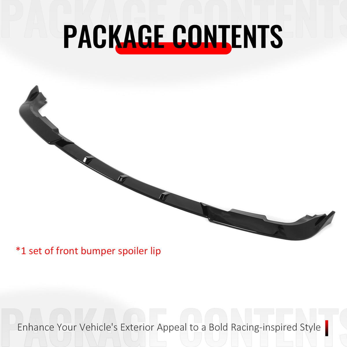 Fits 05-10 Chrysler 300 C IKON Style Front Bumper Lip Chin PP Gloss Black 3PCS
