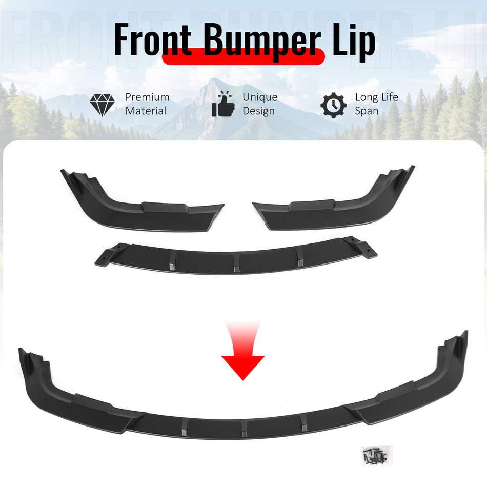 Fits 20-24 BMW 2-Series F44 Gran Coupe M Sport Front Bumper Lip Gloss Black 3PCS