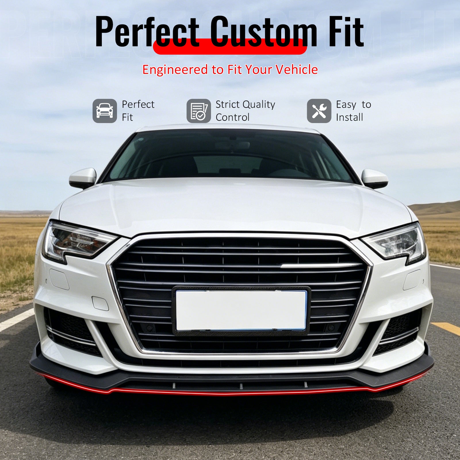 IKON MOTORSPORTS Front Bumper Lip, Compatible with 2017–2020 Audi S3 A3 8V S-Line Bumper, IKON Style Carbon Fiber Print PP Polypropylene Add-on Air Dam Chin Spoiler Protector Splitter 4PCS