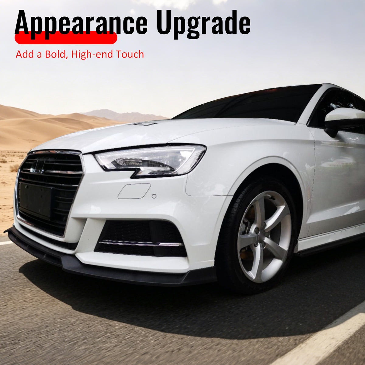 Fits 2017–2020 Audi S3 A3 8V S-Line Front Bumper Lip Spoiler Carbon Fiber Print