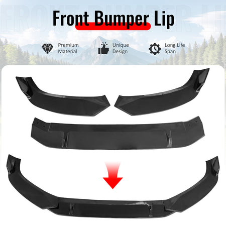 Fits 2017–2018 Audi A4 Quattro B9 IKON Front Bumper Lip Spoiler Gloss Black PP