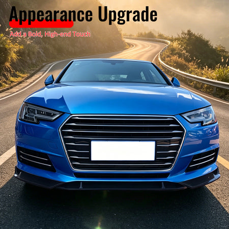 Fits 2017–2018 Audi A4 Quattro B9 IKON Front Bumper Lip Spoiler Gloss Black PP