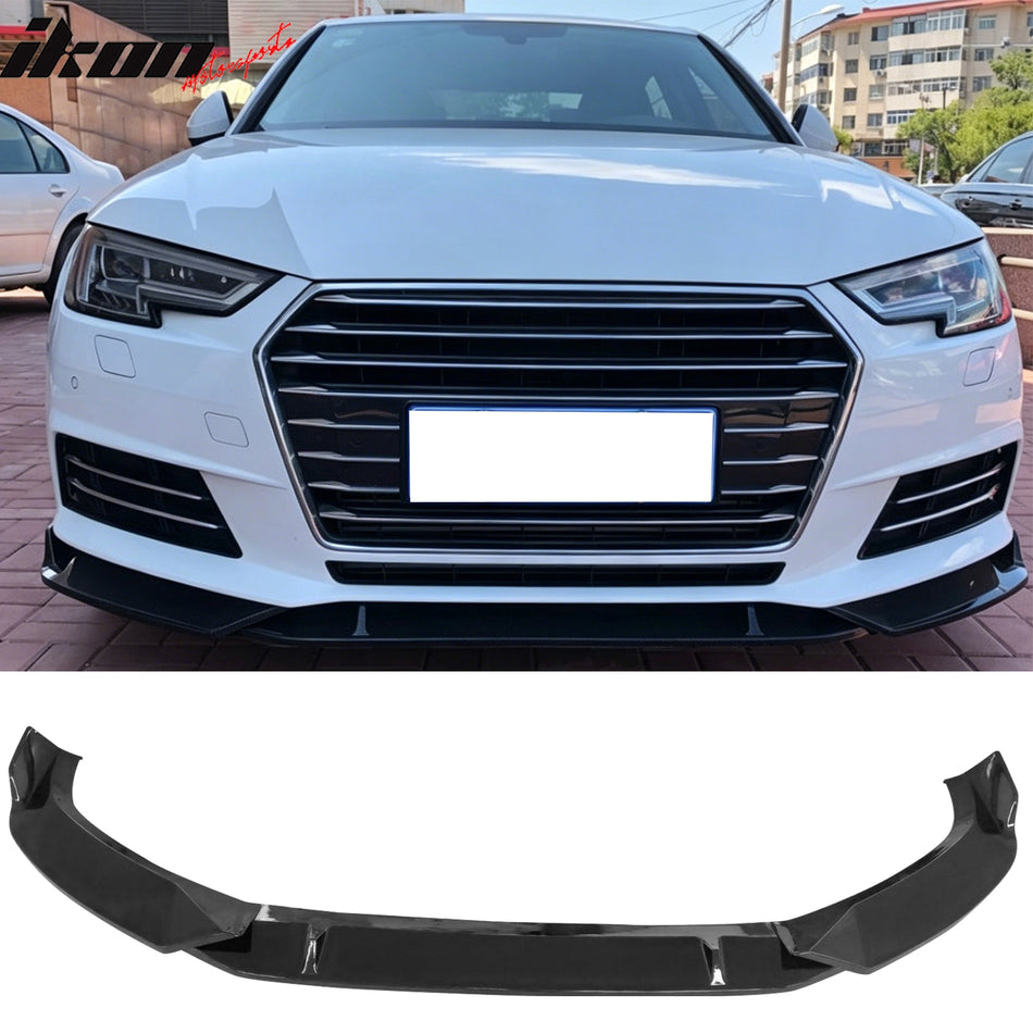 2017–2018 Audi A4 Quattro B9 IKON Style Gloss Black Front Bumper Lip Spoiler PP