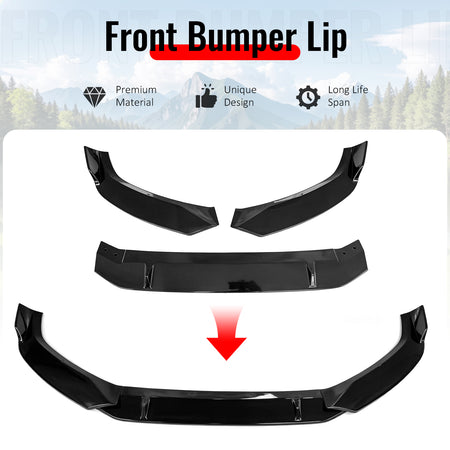For 2017–2018 Audi S4 A4 Quattro B9 IKON Front Bumper Lip Spoiler Gloss Black PP