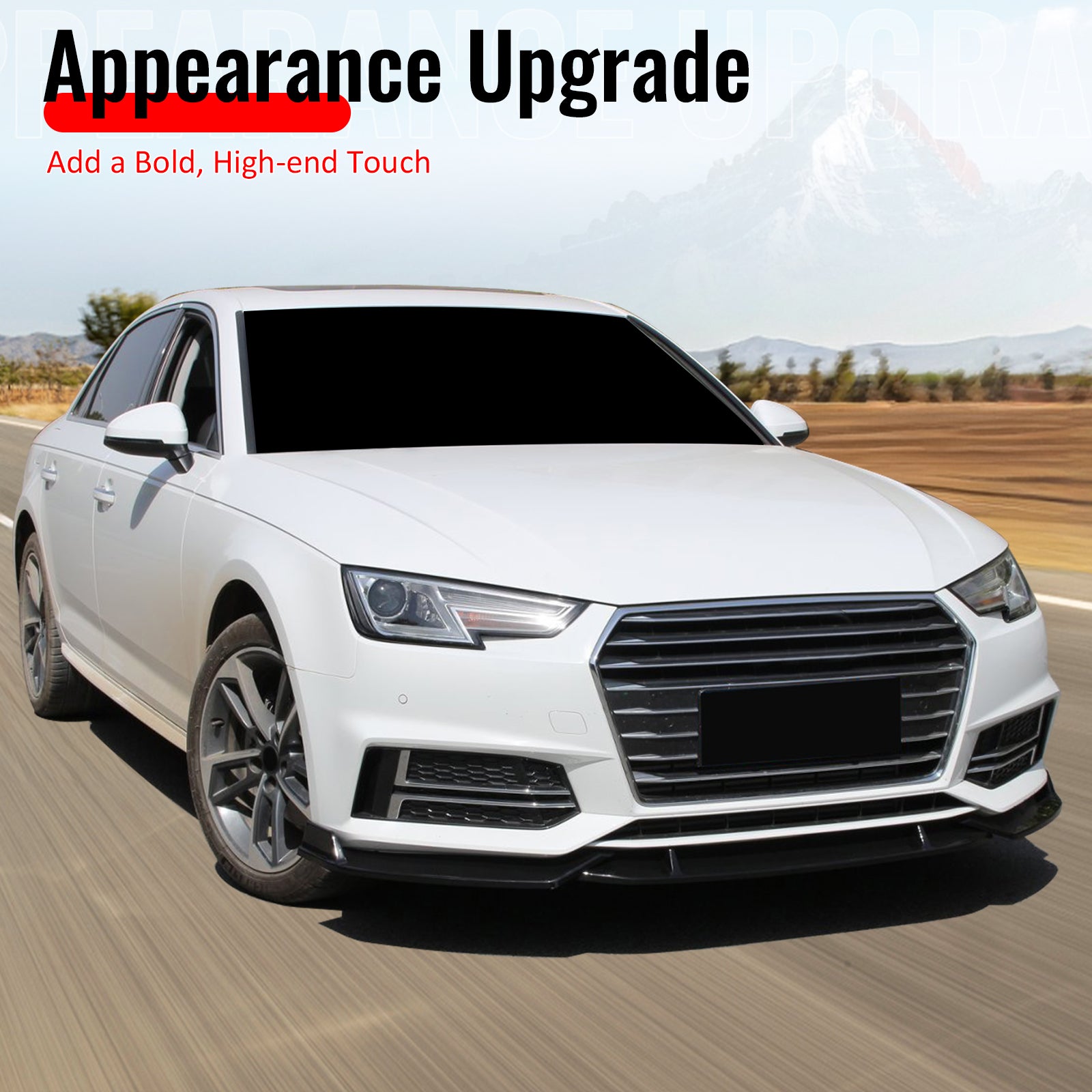 For 2017–2018 Audi S4 A4 Quattro B9 IKON Front Bumper Lip Spoiler Gloss Black PP