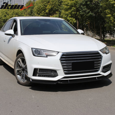 For 2017–2018 Audi S4 A4 Quattro B9 IKON Front Bumper Lip Spoiler Gloss Black PP