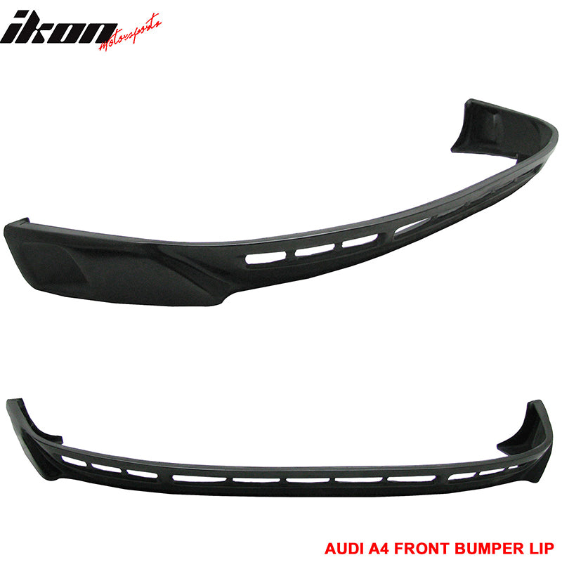 Front Bumper Lip Compatible With 1996-2001 AUDI A4, Euro Style PU Black Front Lip Spoiler Splitter Air Dam Chin Diffuser Add On by IKON MOTORSPORTS, 1997 1998 1999 2000