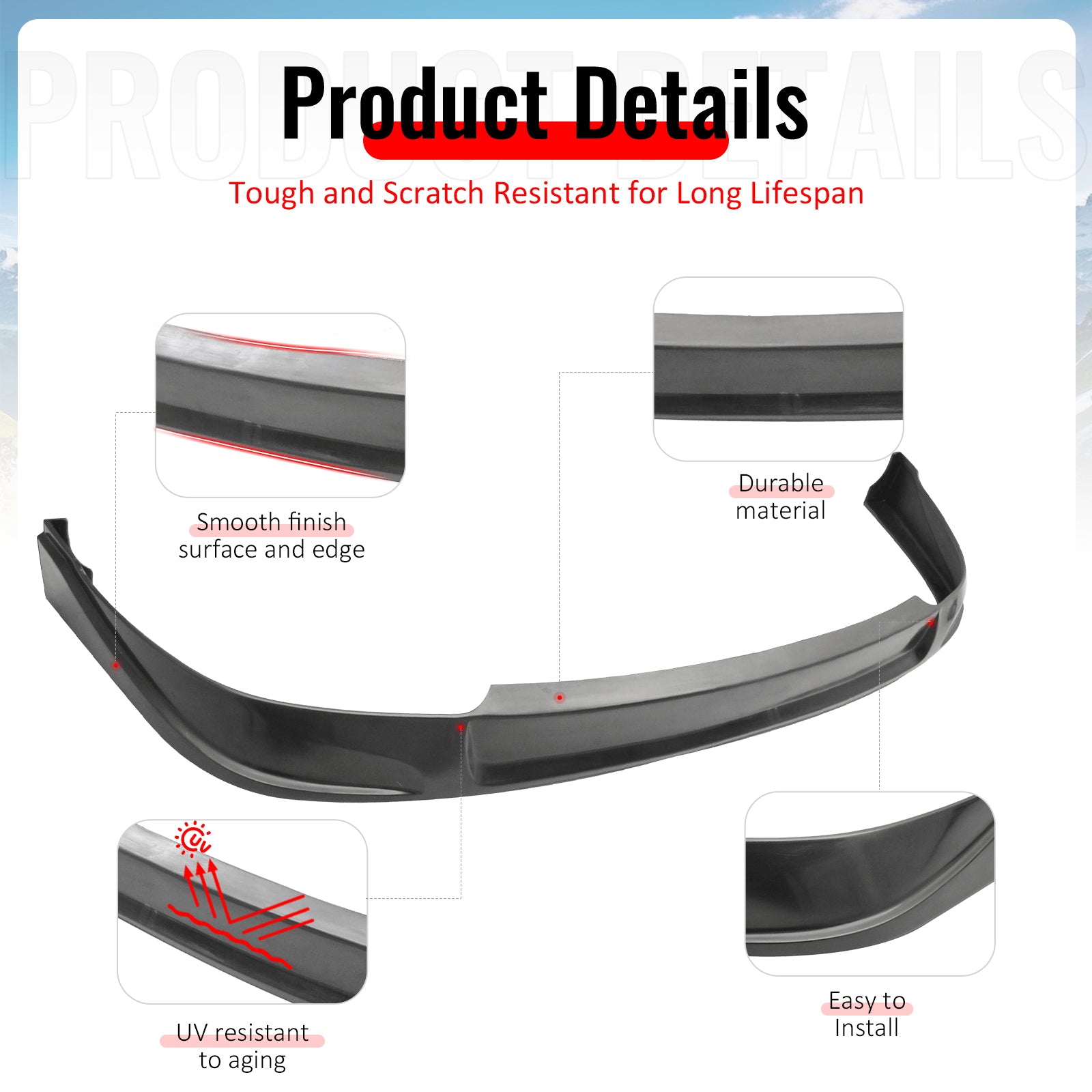 Fits 94-97 Acura Integra Concept Style Front Bumper Lip Spoiler PU Unpainted