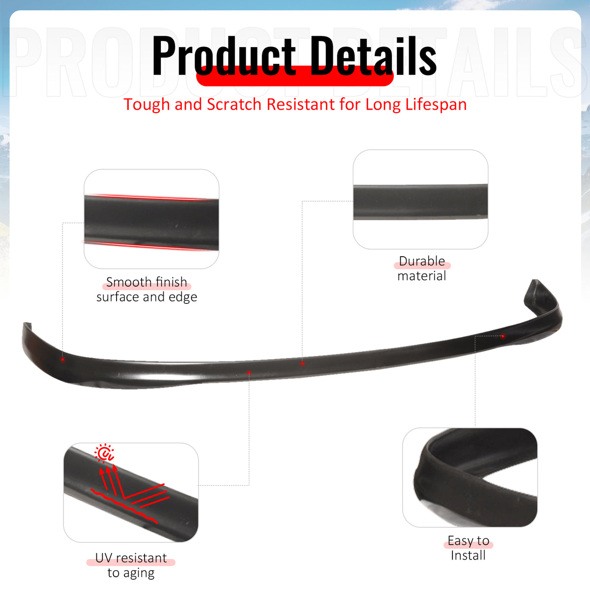Fits 94-97 Acura Integra Type R/TR Style Front Bumper Lip Spoiler PU Unpainted