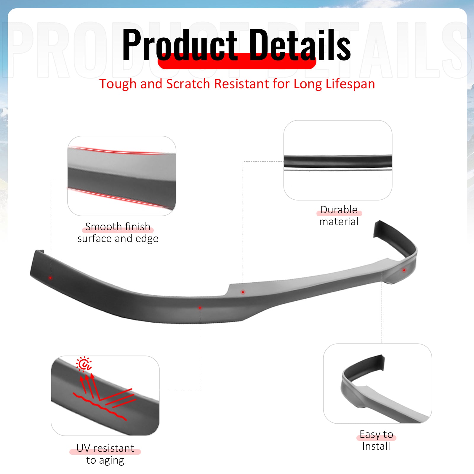 Fits 94-97 Acura Integra TR2 Style Front Bumper Lip Spoiler Chin PU Unpainted