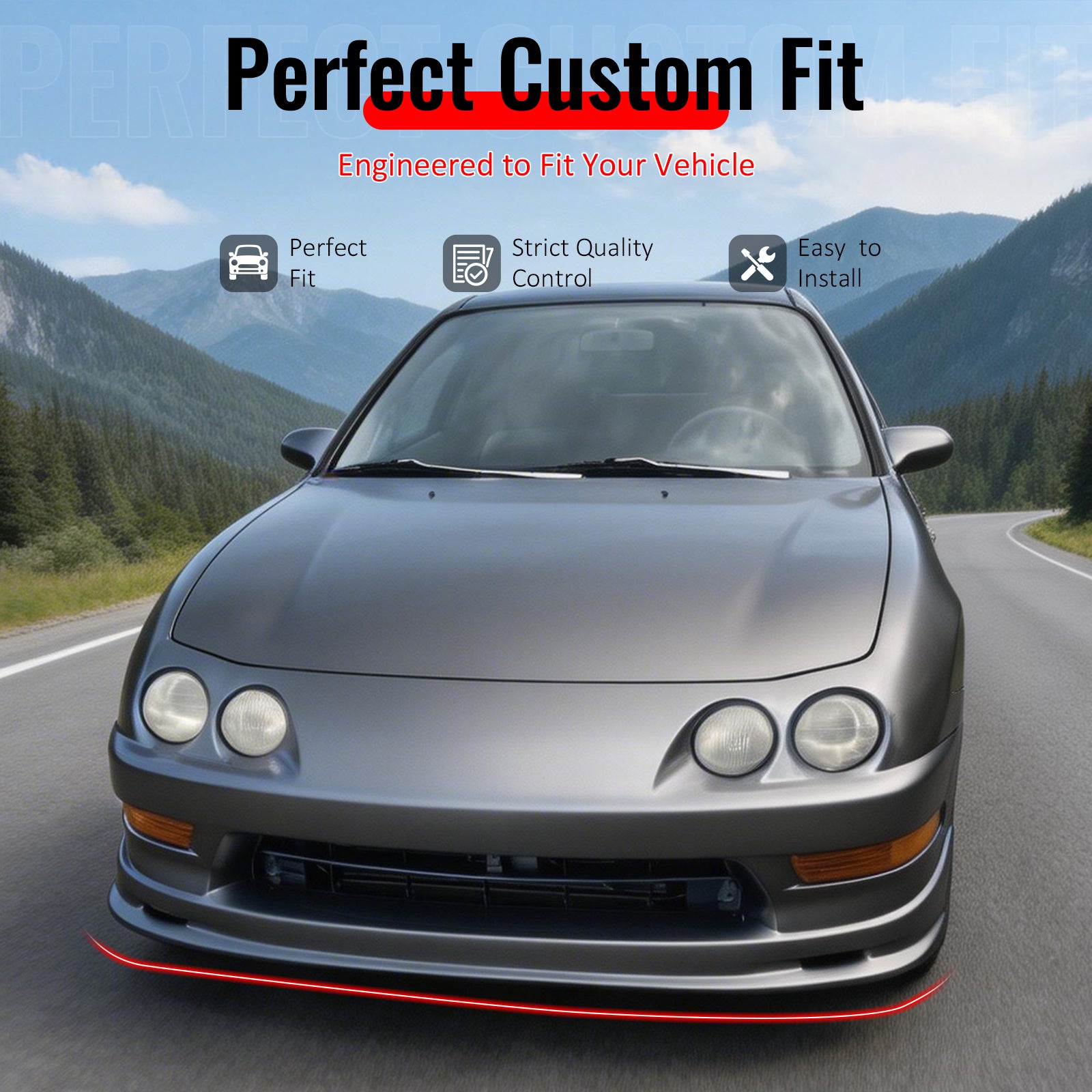 Fits 98-01 Acura Integra Mugen Style Front Bumper Lip Spoiler Chin PU Unpainted