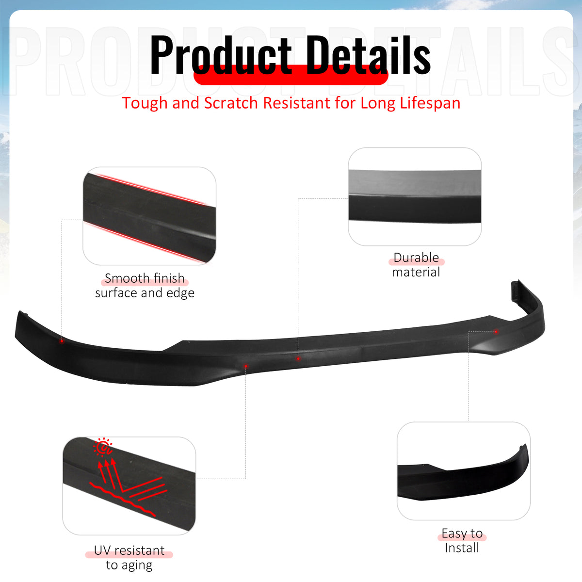 Fits 98-01 Acura Integra Type R/TR Style Front Bumper Lip Spoiler PU Unpainted