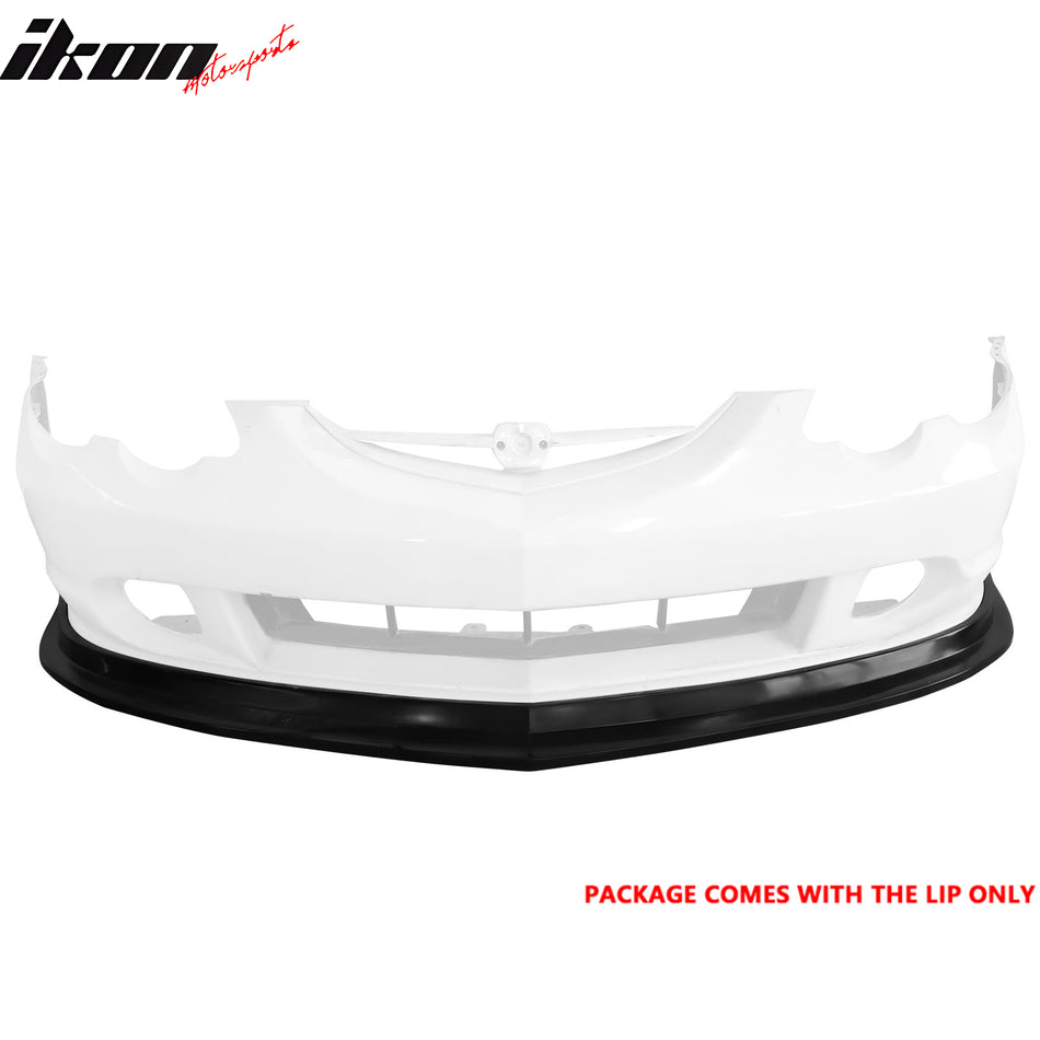 IKON MOTORSPORTS Front Bumper Lip, Compatible with Fits 2002-2004 Acura RSX, MDA Style Unpainted Black PU Polyurethane Air Dam Chin Spoiler Protector Splitter