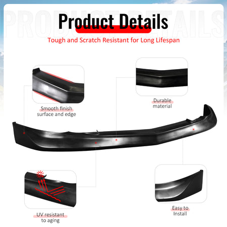 Fits 02-04 Acura RSX Mugen Style Front Bumper Lip Spoiler Splitter PU Unpainted