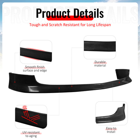 Fits 02-04 Acura RSX Type R/TR Style Front Bumper Lip Spoiler Chin PU Unpainted