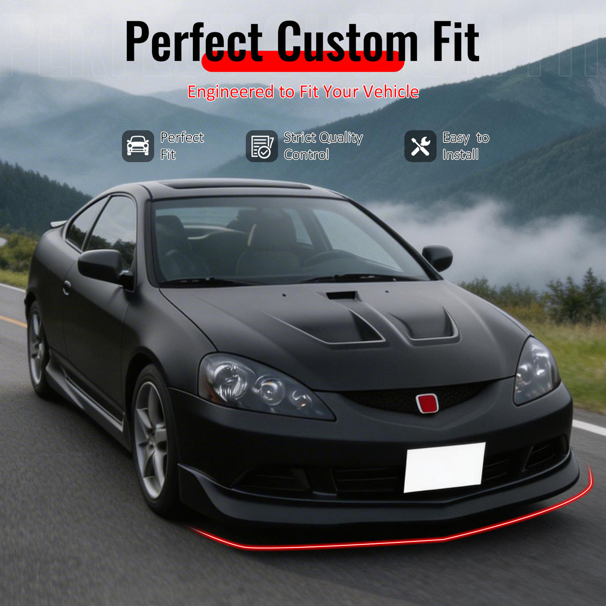 Fits 05-06 Acura RSX Mugen Style Front Bumper Lip Spoiler Splitter PU Unpainted