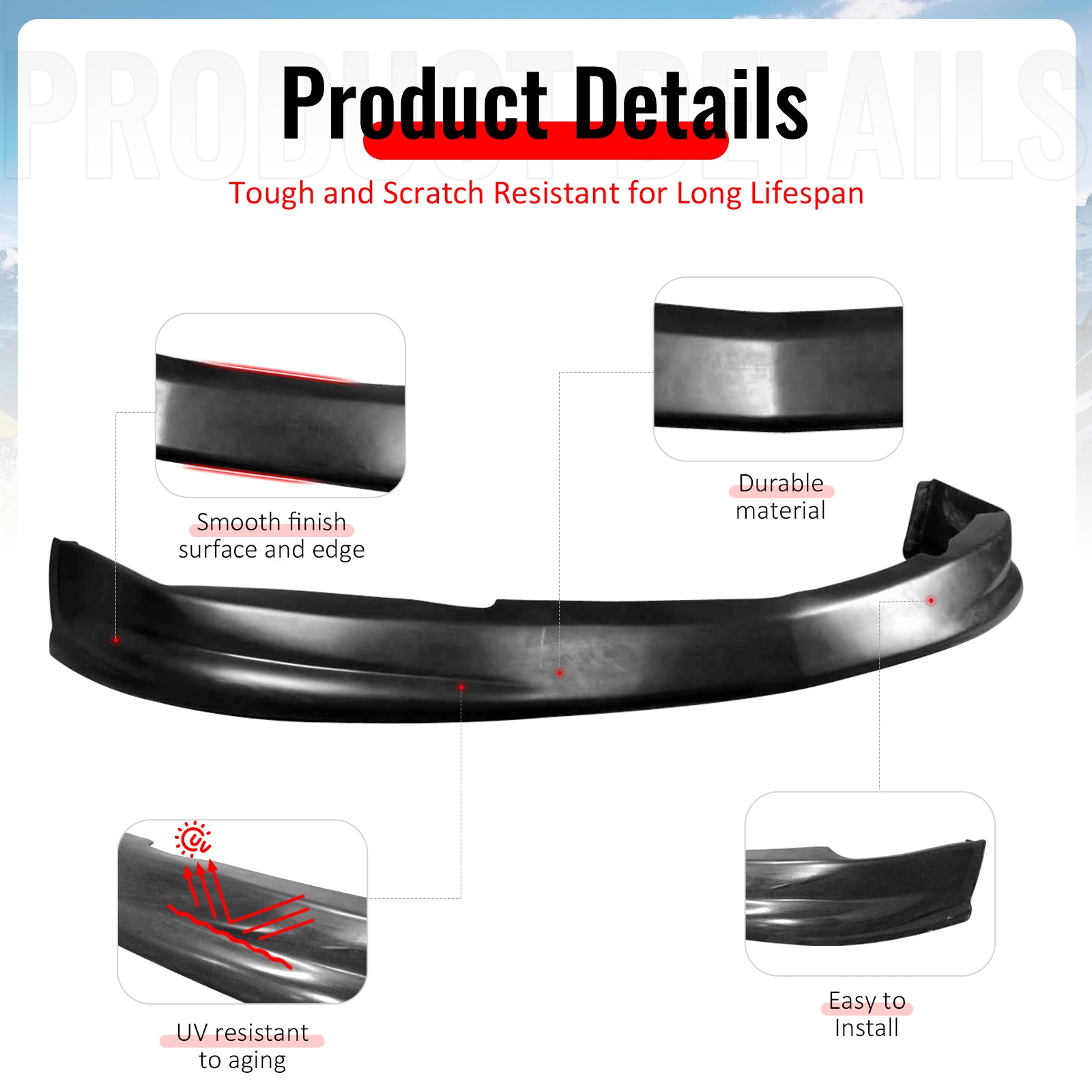 Fits 05-06 Acura RSX Performance 1 Style Front Bumper Lip Spoiler PU Unpainted