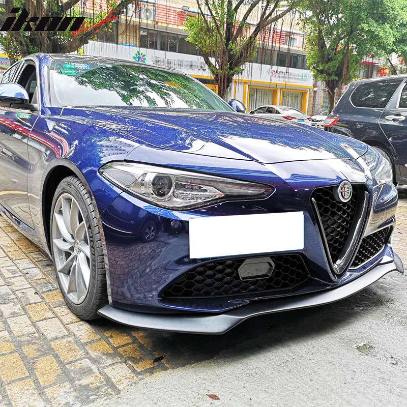 IKON MOTORSPORTS, Front Bumper Lip Compatible With 2017-2021 Alfa Romeo Giulia, A Style Painted PP Front Bumper Air Dam Chin Protector