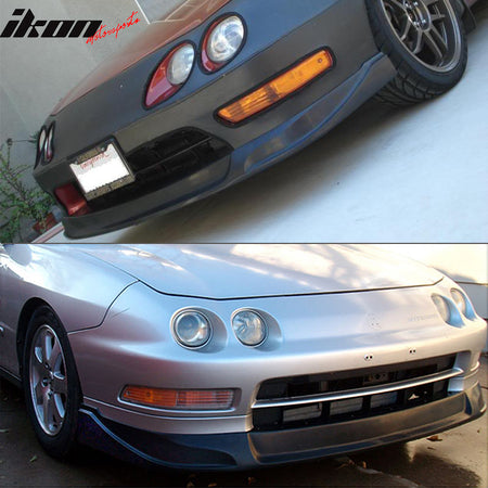 Front Bumper Lip Compatible With 1998-2001 Acura Integra TYPE-CONCEPT Unpainted Black PU Spoiler Splitter Valance Fascia Cover Guard Protection Conversion by IKON MOTORSPORTS, 1999 2000