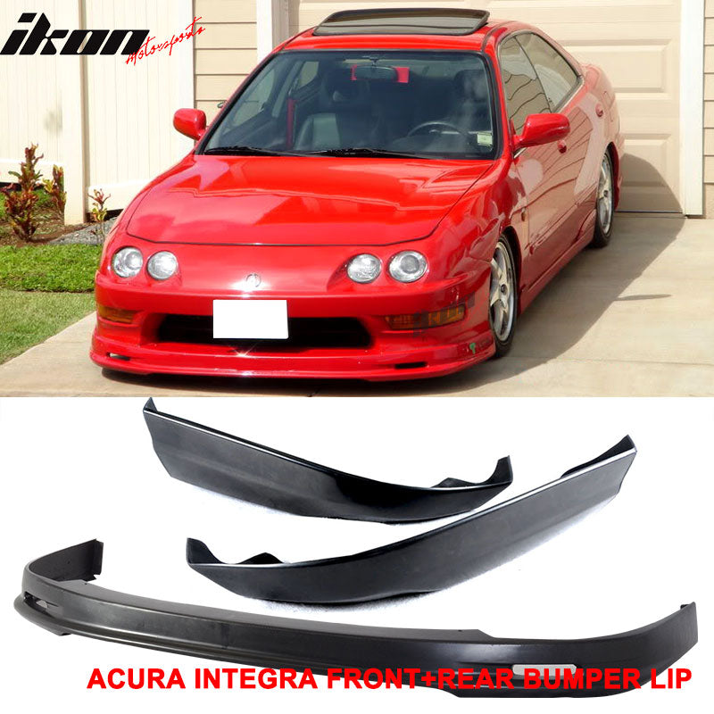 Black PP Mugen Front & Rear Bumper Lip Fits 98-01 Acuraintegra