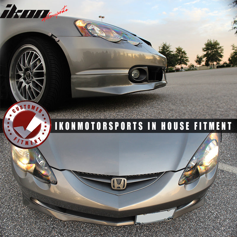 Front Bumper Lip Compatible With 2002-2004 Acura RSX, EVO Style Polyurethane (PU) Unpainted Black Guard Protection Finisher Under Chin Spoiler by IKON MOTORSPORTS, 2003