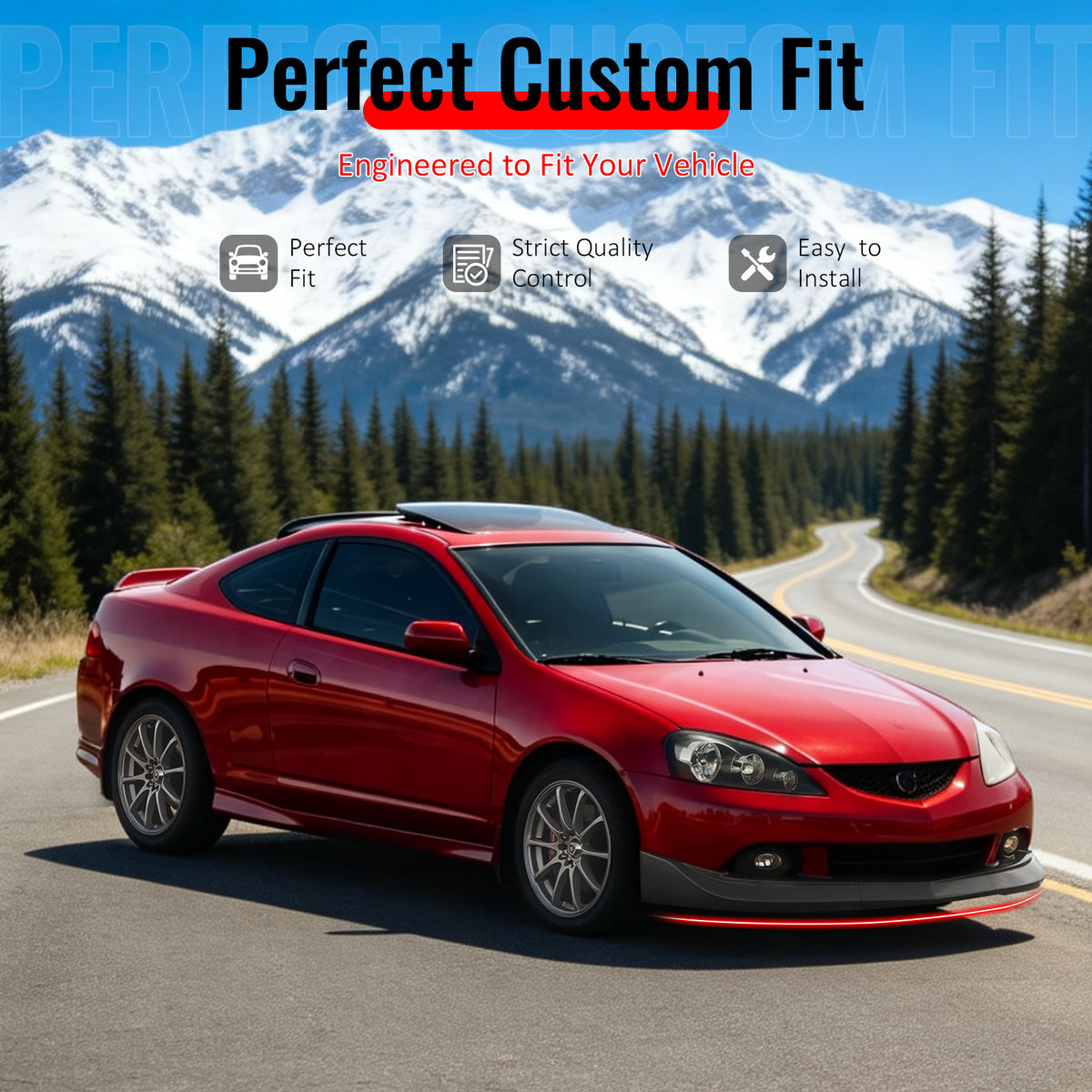 Fit 2005-2006 Acura RSX Front Bumper Lip Mugen Style Unpainted Black PU