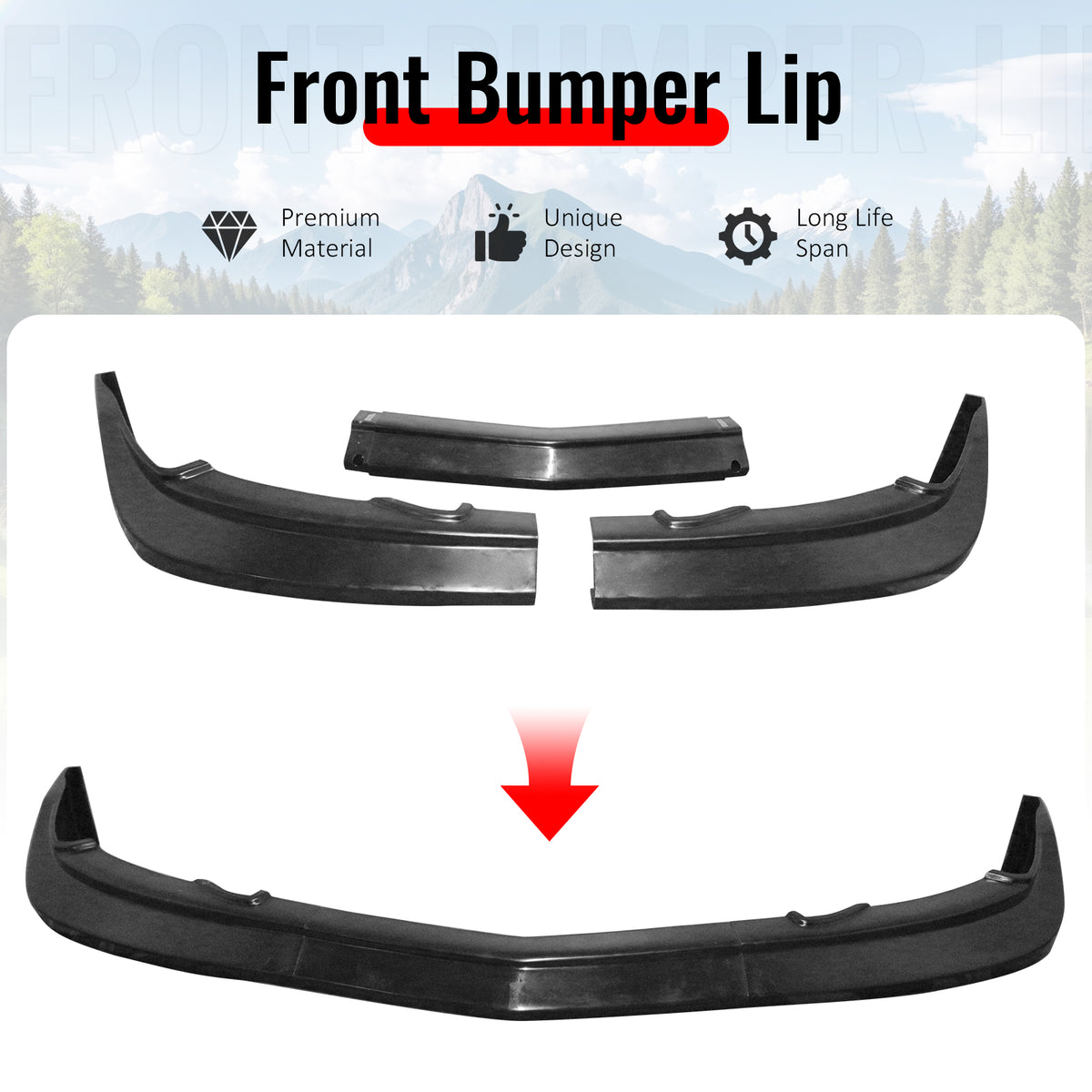 Fits 05-06 Acura RSX Mugen Style Front Bumper Lip Spoiler Chin PU Unpainted 3PCS