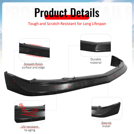Fits 05-06 Acura RSX Mugen Style Front Bumper Lip Spoiler Chin PU Unpainted 3PCS