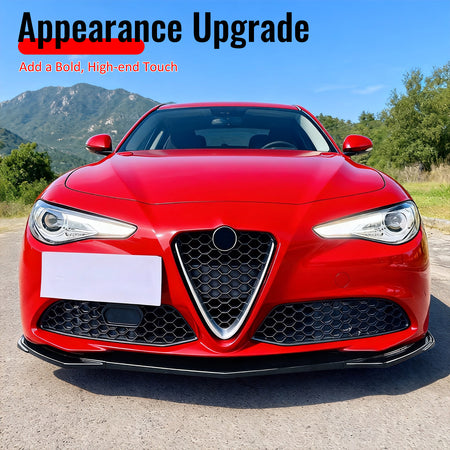 Fits 17-21 Alfa Romeo Giulia Standard Bumper IKON Front Lip 3PCS Gloss Black ABS