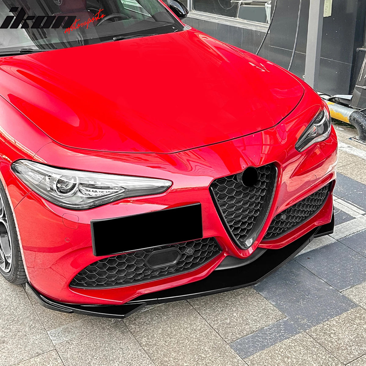 Fits 17-26 Alfa Romeo Giulia Sport Line IKON Front Bumper Lip 3PCS Gloss Black