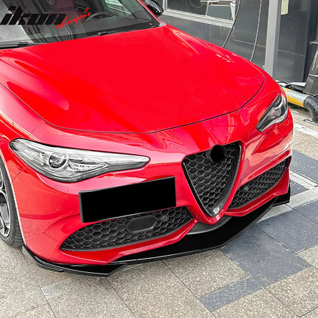 Fits 17-26 Alfa Romeo Giulia Sport Line IKON Front Bumper Lip 3PCS Gloss Black
