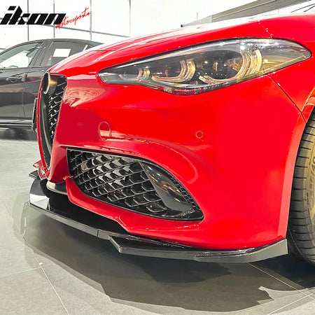Fits 17-26 Alfa Romeo Giulia Sport Line IKON Front Bumper Lip 3PCS Gloss Black